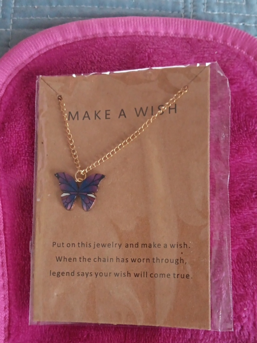 Gold Butterfly Necklace - Purple Accent